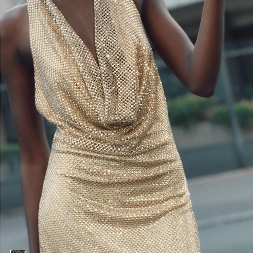 Zara stunning gold dress worn once for 4 hours